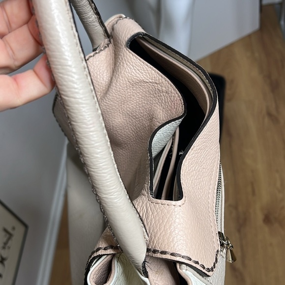 Plinio Visona Beige Peach Stone Pebbled Leather Three Way Bag - Made in Italy - Picture 10 of 16